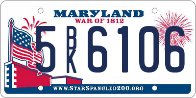 MD license plate 5BK6106