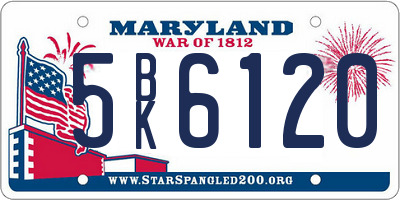 MD license plate 5BK6120