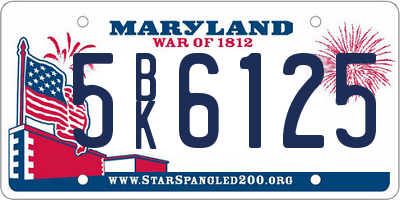 MD license plate 5BK6125