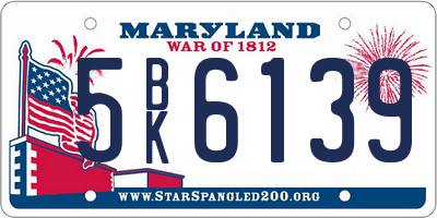 MD license plate 5BK6139