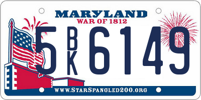 MD license plate 5BK6149