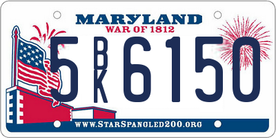 MD license plate 5BK6150