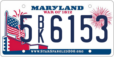 MD license plate 5BK6153
