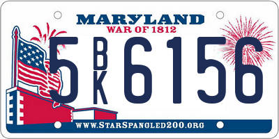 MD license plate 5BK6156