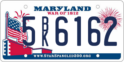 MD license plate 5BK6162