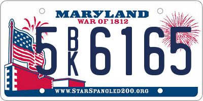 MD license plate 5BK6165