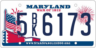 MD license plate 5BK6173