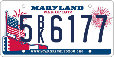 MD license plate 5BK6177