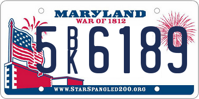 MD license plate 5BK6189