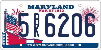 MD license plate 5BK6206
