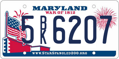 MD license plate 5BK6207
