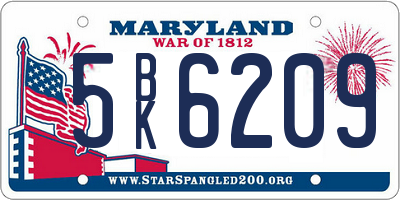 MD license plate 5BK6209