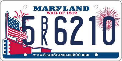 MD license plate 5BK6210
