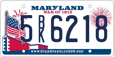 MD license plate 5BK6218