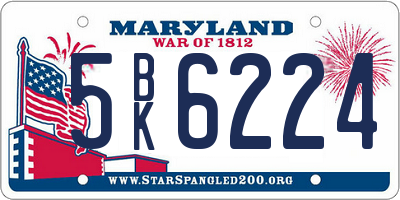 MD license plate 5BK6224