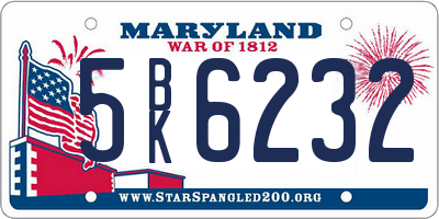 MD license plate 5BK6232