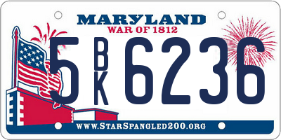 MD license plate 5BK6236