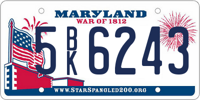 MD license plate 5BK6243