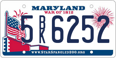 MD license plate 5BK6252