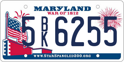 MD license plate 5BK6255