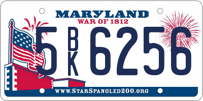 MD license plate 5BK6256