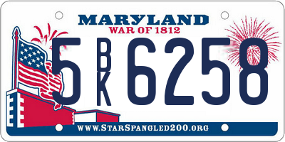 MD license plate 5BK6258