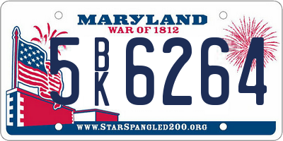 MD license plate 5BK6264