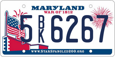 MD license plate 5BK6267