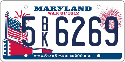 MD license plate 5BK6269