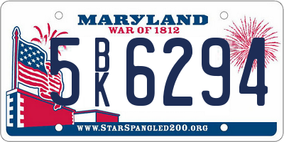 MD license plate 5BK6294