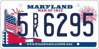 MD license plate 5BK6295