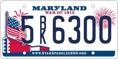 MD license plate 5BK6300