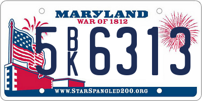 MD license plate 5BK6313
