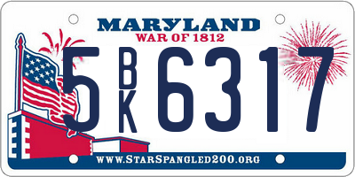 MD license plate 5BK6317
