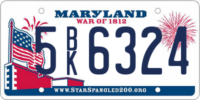 MD license plate 5BK6324