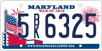 MD license plate 5BK6325