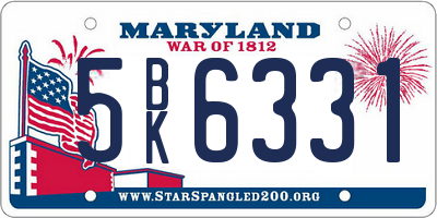 MD license plate 5BK6331