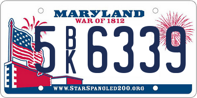 MD license plate 5BK6339