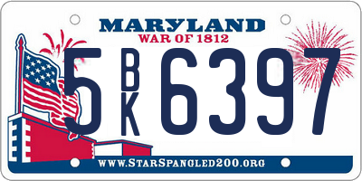 MD license plate 5BK6397