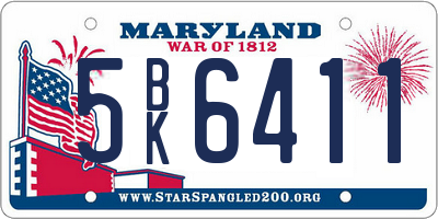 MD license plate 5BK6411