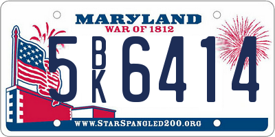 MD license plate 5BK6414