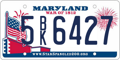 MD license plate 5BK6427