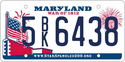MD license plate 5BK6438
