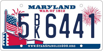 MD license plate 5BK6441