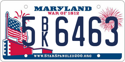 MD license plate 5BK6463