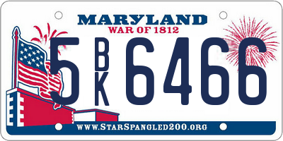 MD license plate 5BK6466