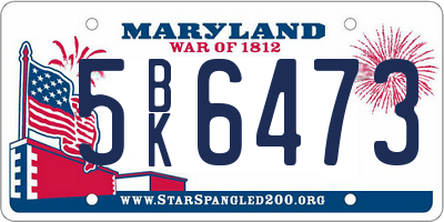MD license plate 5BK6473