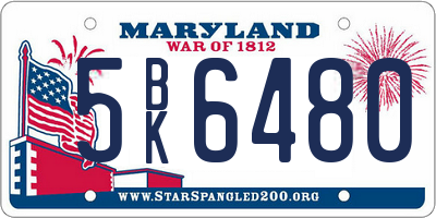 MD license plate 5BK6480