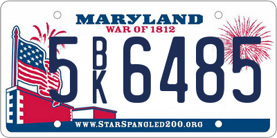 MD license plate 5BK6485