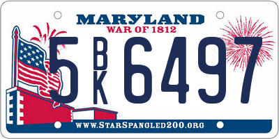 MD license plate 5BK6497